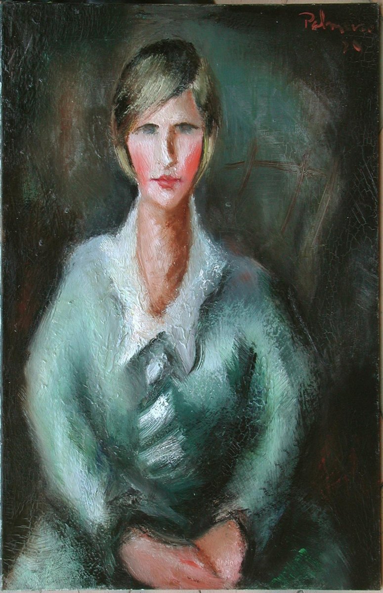 José Palmeiro "portrait Of A Woman" 1929 Oil On Canvas 73x50